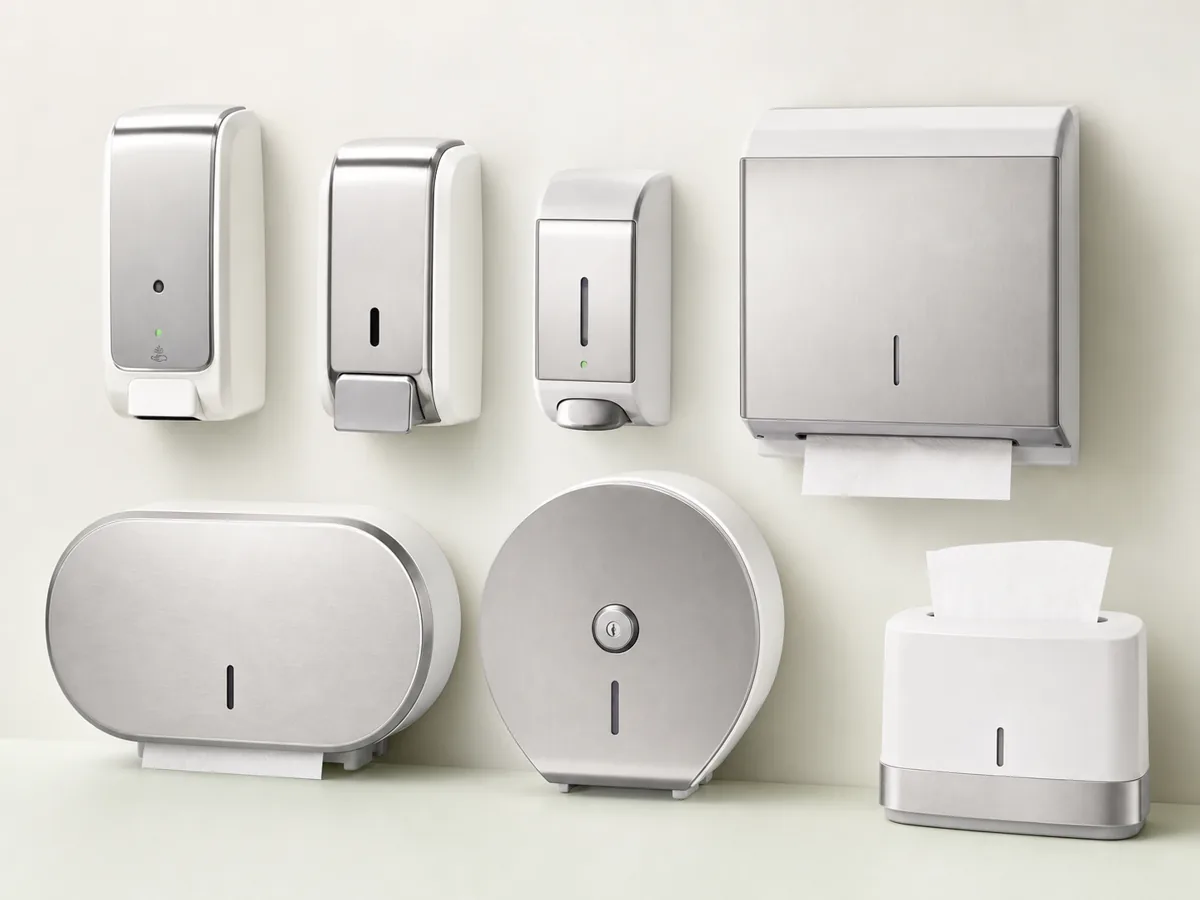 Commercial dispensers and facility consumables supplied by Transcend
